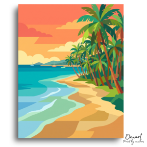 Paradise Beach Sunset Palms - Paint by Numbers Kit