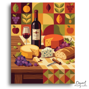 Rustic Wine & Cheese Delight - Paint by Numbers Kit