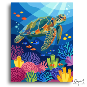 Sea Turtle's Colorful Reef - Paint by Numbers Kit