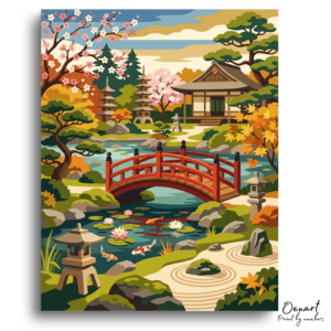 Tranquil Japanese Garden Bridge - Paint by Numbers Kit