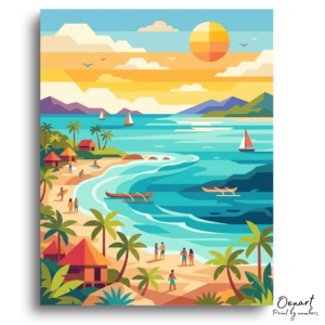 Tropical Beach Sunset Paradise - Paint by Numbers Kit