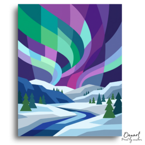 Vibrant Aurora Winter Landscape - Paint by Numbers Kit