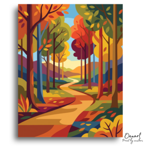 Vibrant Autumn Forest Path - Paint by Numbers Kit