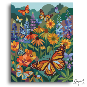 Vibrant Butterfly Garden Blooms - Paint by Numbers Kit