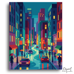 Vibrant City Evening Reflections - Paint by Numbers Kit