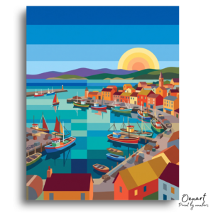 Vibrant Coastal Harbor Sunset - Paint by Numbers Kit