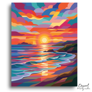 Vibrant Geometric Ocean Sunset - Paint by Numbers Kit