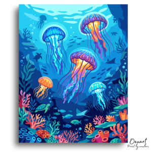Vibrant Jellyfish Ocean Delight - Paint by Numbers Kit