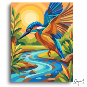 Vibrant Kingfisher by the River - Paint by Numbers Kit