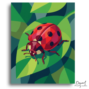 Vibrant Ladybug on Green Leaf - Paint by Numbers Kit