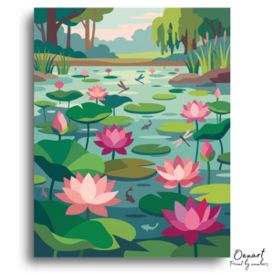 Vibrant Lotus Pond Paradise - Paint by Numbers Kit