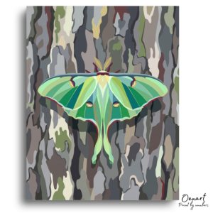 Vibrant Luna Moth Perched - Paint by Numbers Kit