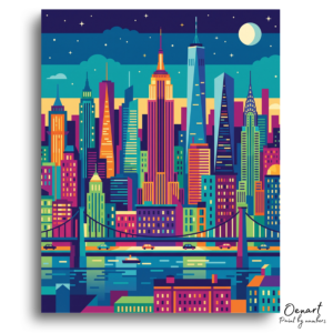 Vibrant NYC Night Skyline - Paint by Numbers Kit
