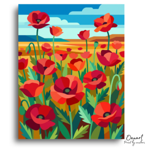 Vibrant Poppy Field Art - Paint by Numbers Kit