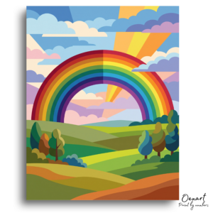 Vibrant Rainbow Landscape Scene - Paint by Numbers Kit