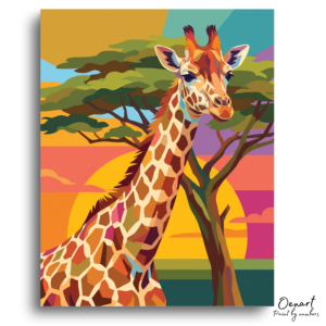 Vibrant Savannah Giraffe Sunset - Paint by Numbers Kit
