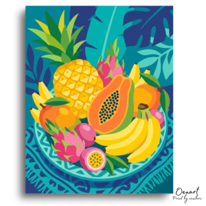 Vibrant Tropical Fruit Bowl - Paint by Numbers Kit