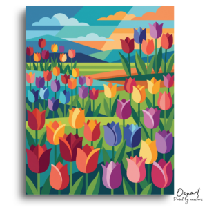 Vibrant Tulip Garden Landscape - Paint by Numbers Kit
