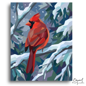 Winter Cardinal on Snowy Branch - Paint by Numbers Kit