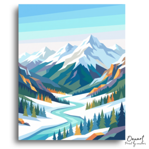 Winter Mountain River - Paint by Numbers Kit