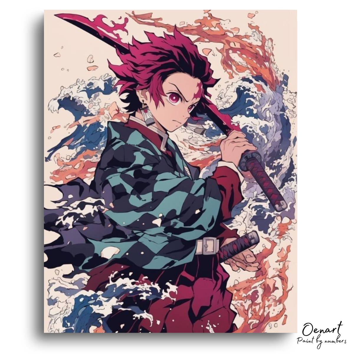 Demon Slayer Poster: Tanjiro - Anime Paint By Numbers Kit-Oenart™