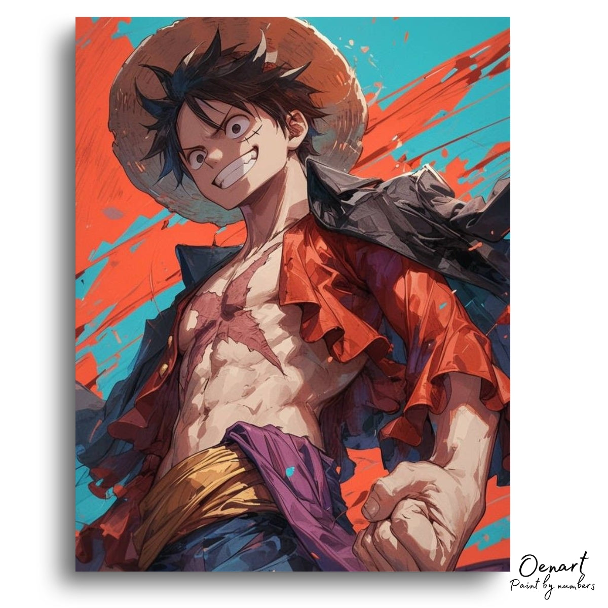 One Piece: Luffy In Action - Anime Paint By Numbers Kit-Oenart™