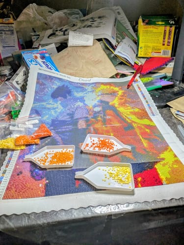 Paint-by-numbers progress photo from customer Alexandra