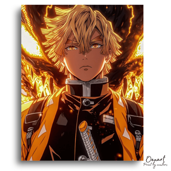 Demon Slayer: Zenitsu Agatsuma Storm Within  - Anime Paint By Numbers Kit