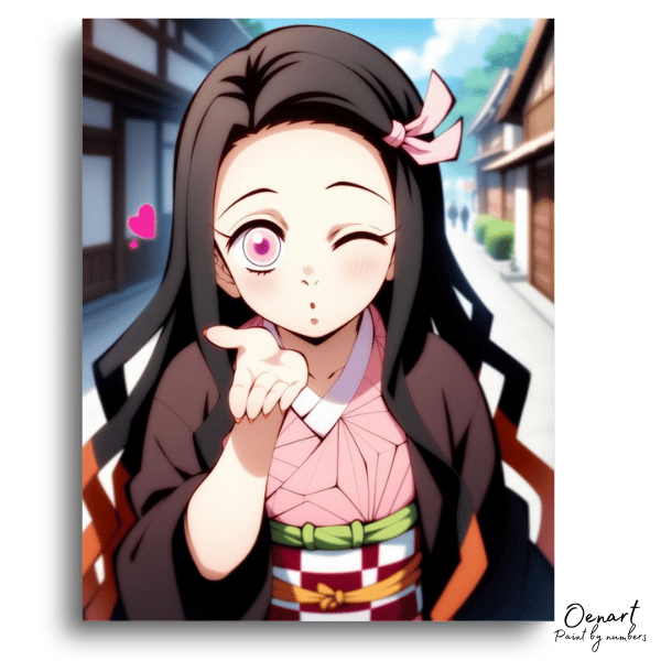 Demon Slayer: Kiss from Nezuko Kamado  - Anime Paint By Numbers Kit