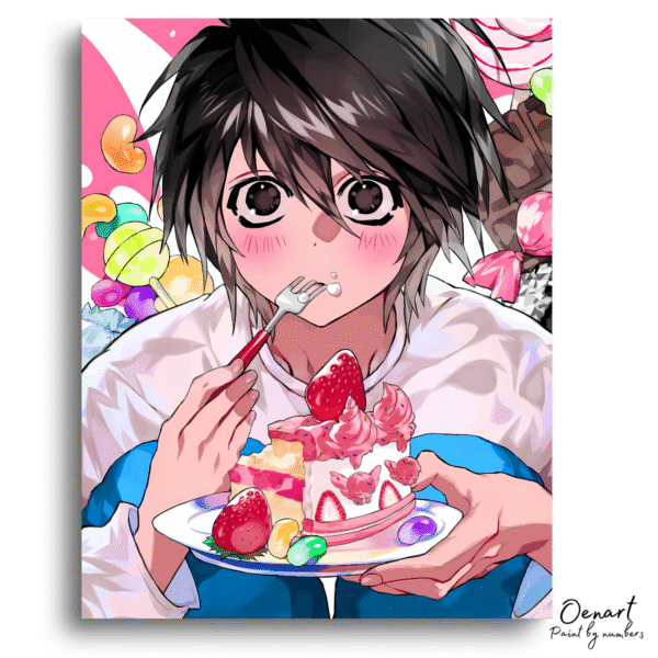 Death Note: Cute L Eating Cake - Anime Diamond Painting