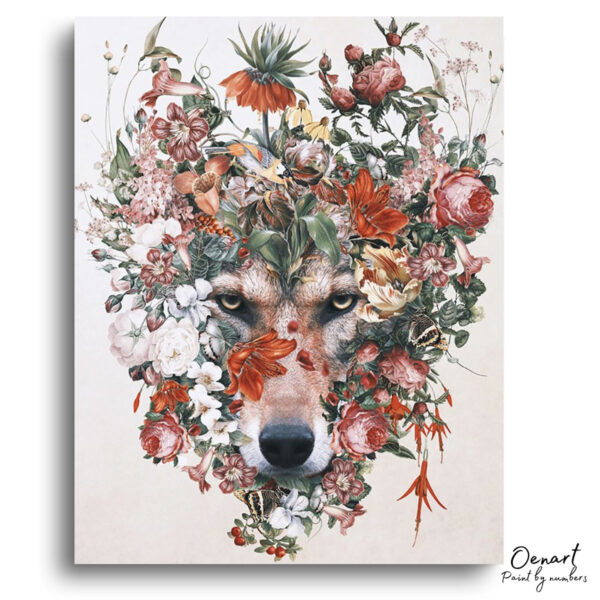Flowered Wolf - Paint By Numbers Kit