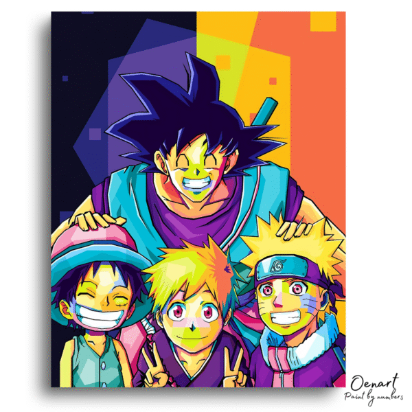 Goku Luffy Naruto and Ichigo - Anime Diamond Painting