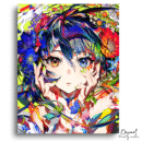 Kawaii Anime Girl with Flowers - Anime Paint By Numbers Kit