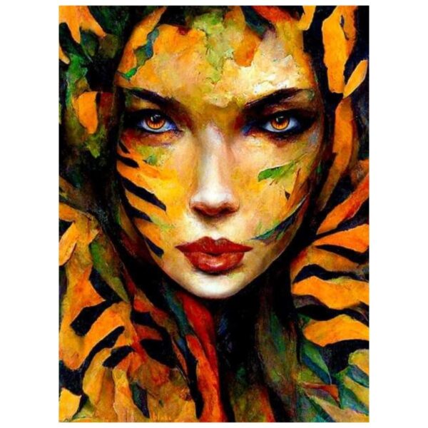 Lady Tiger Portrait - Paint By Numbers Kit - Image 2