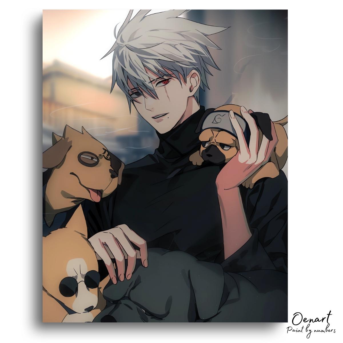 Naruto Shippuden: Kakashi with Dogs - Anime Diamond Painting