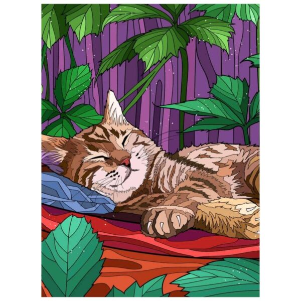 Sleepy Cat: Paint By Numbers Kit - Image 2