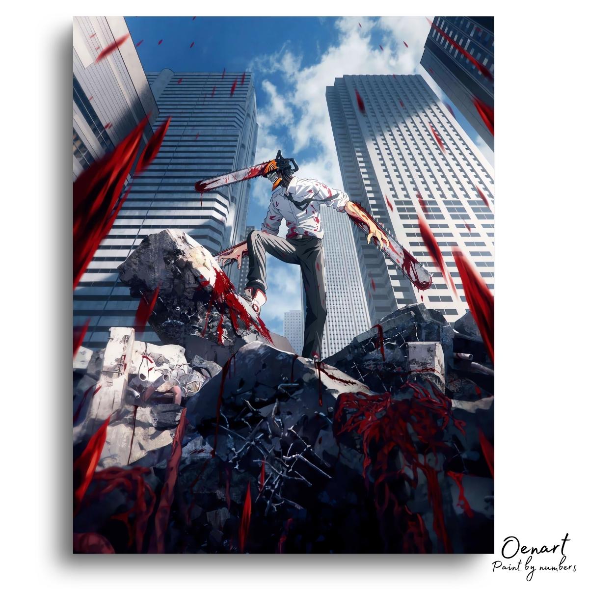 Chainsaw Man: Fight - Anime Diamond Painting - Oenart™