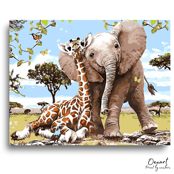 Elephant & Giraffe - Diamond Painting Kit - Oenart™