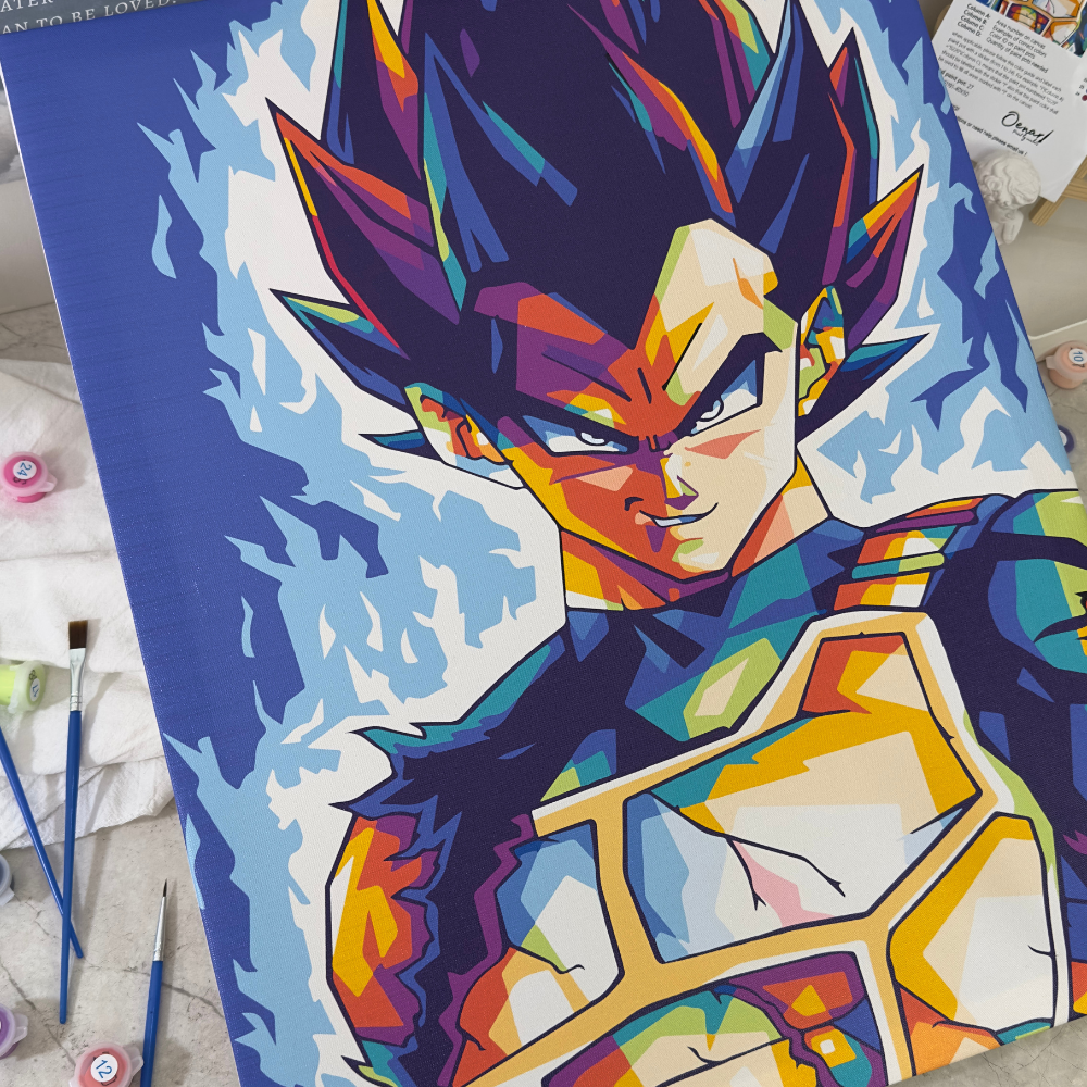 Finished anime paint-by-numbers artwork on canvas