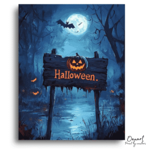 Moonlit Pumpkin Sign – Paint By Numbers Kit
