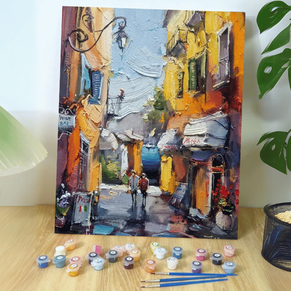 Finished anime paint-by-numbers artwork on canvas
