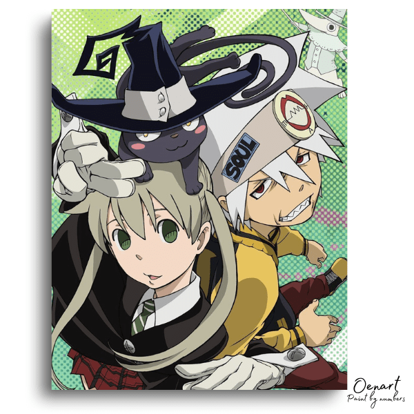 Dynamic Artful Teamwork blonde girl white hair witch hat - Anime Paint By Numbers Kit