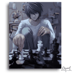 Pensive Boy Plays Chess Match - Paint by Numbers Kit