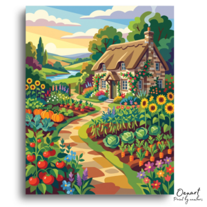 Charming Cottage Garden Sunset - Paint by Numbers Kit