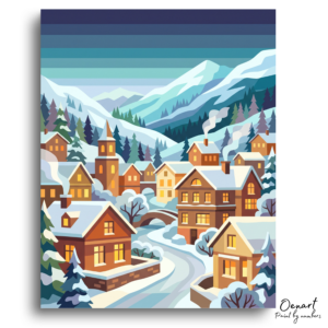 Enchanting Snowy Mountain Village - Paint by Numbers Kit