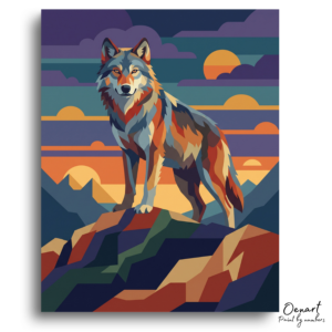 Majestic Wolf Sunset Journey - Paint by Numbers Kit