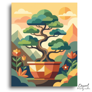 Peaceful Bonsai Mountainscape - Paint by Numbers Kit