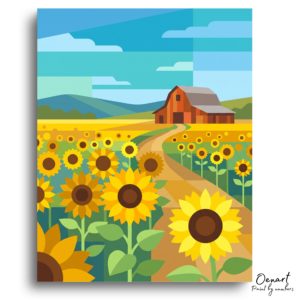 Sunny Sunflower Field Barn - Paint by Numbers Kit