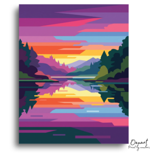 Vibrant Lake Sunset Reflections - Paint by Numbers Kit